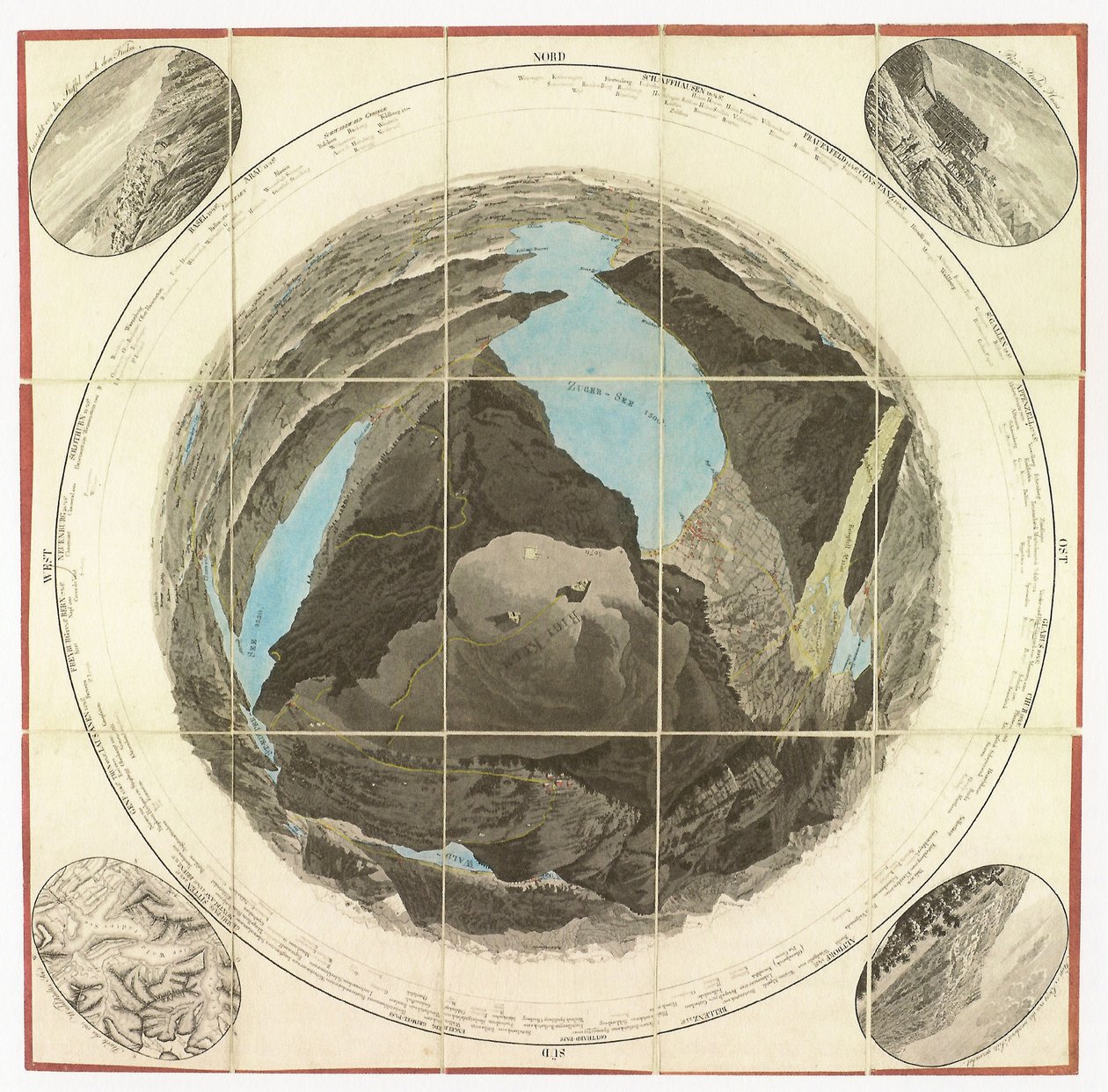 Panorama ou vista circular do Rigiberg, 1830 de Franz Ludwig Pfyffer