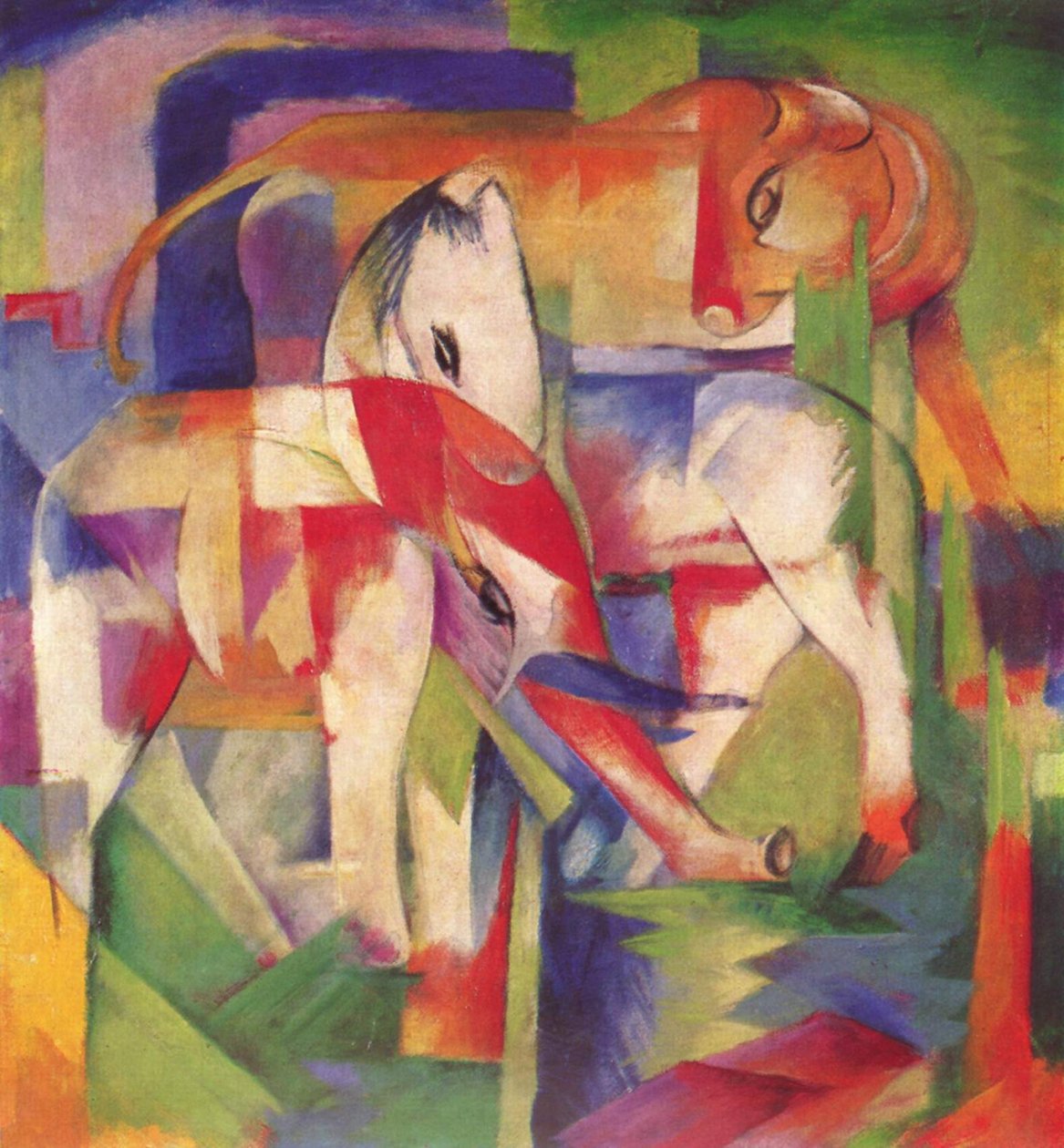 Elefante, cavalo, boi, inverno de Franz Marc