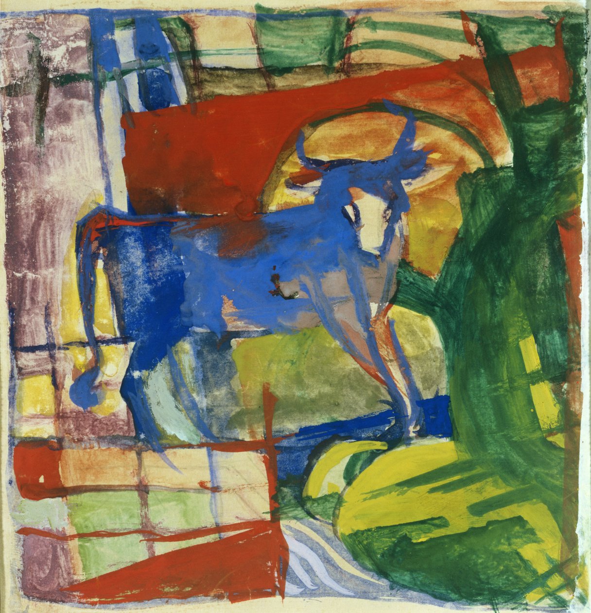 Vaca Azul, 1914 (tempera no papel) de Franz Marc