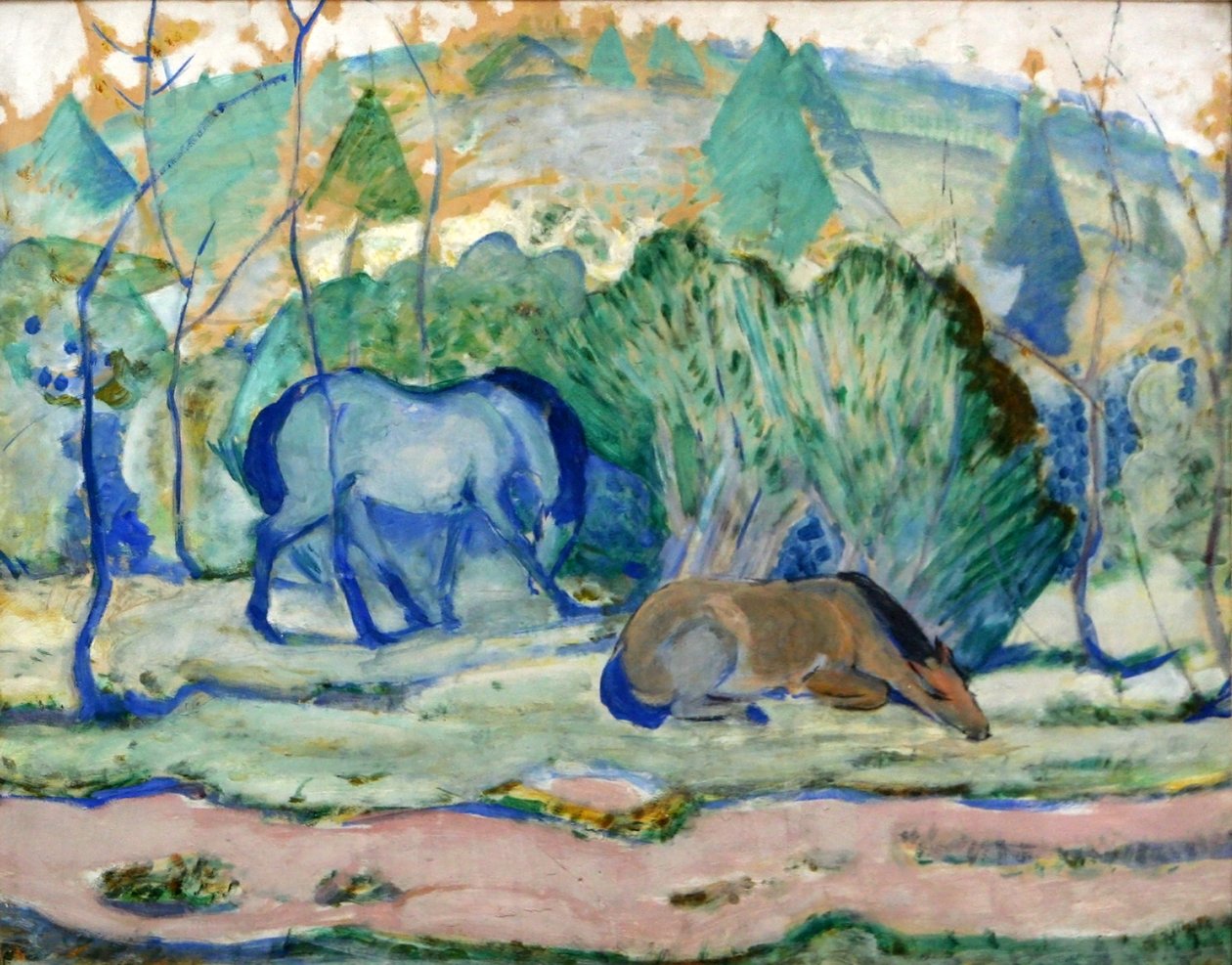 Cavalos no pasto de Franz Marc