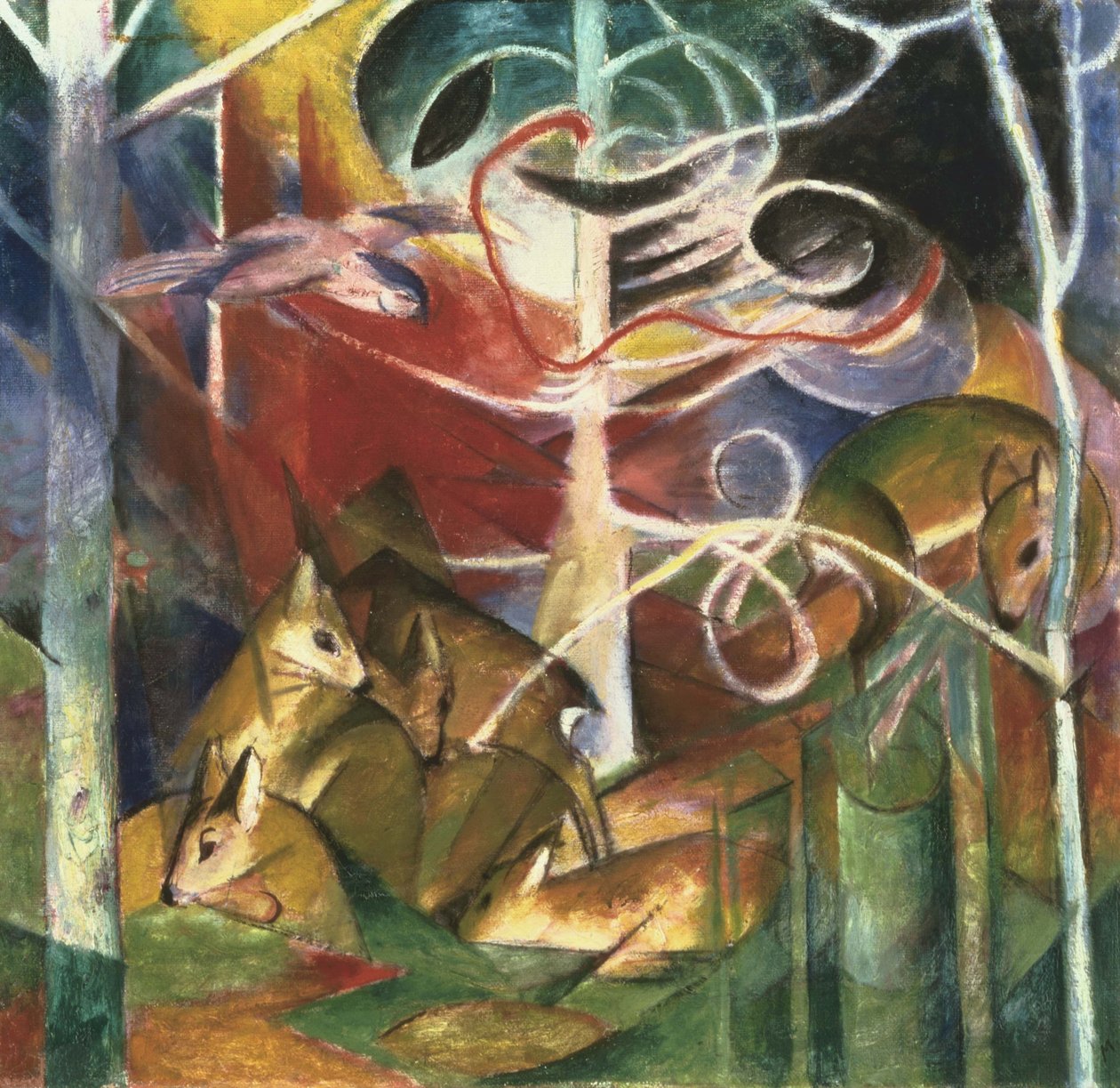 Veados na floresta eu de Franz Marc