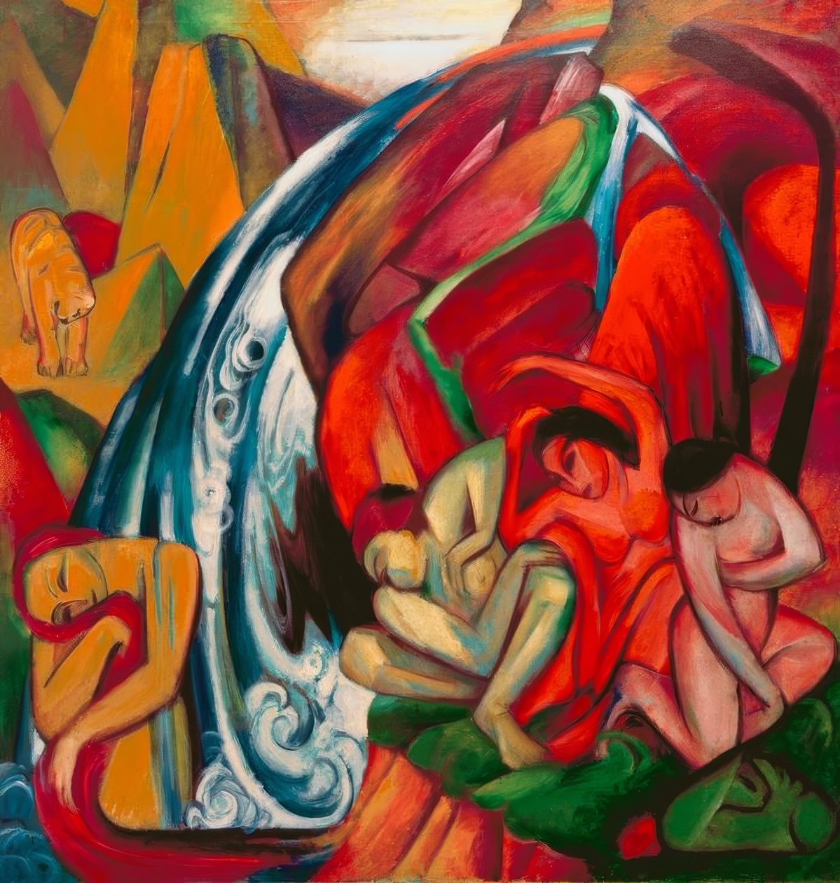 A cachoeira (mulheres debaixo de uma cachoeira) de Franz Marc