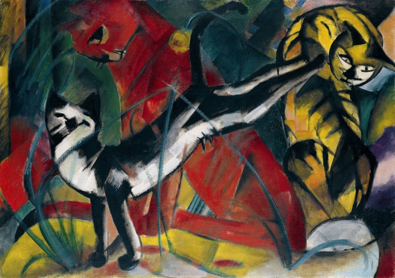 Três gatos grandes de Franz Marc