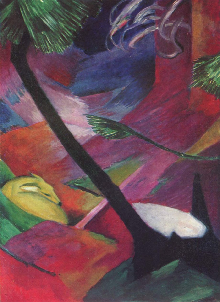 Veado na floresta de Franz Marc
