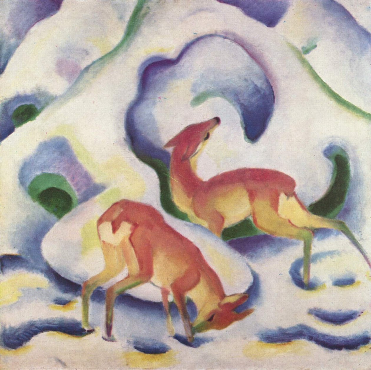 Veado na neve de Franz Marc