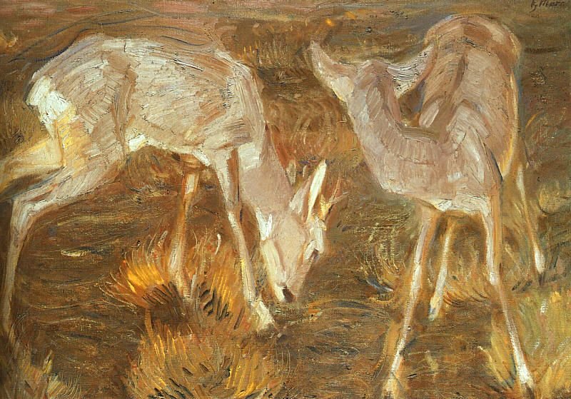 Veado no crepúsculo de Franz Marc