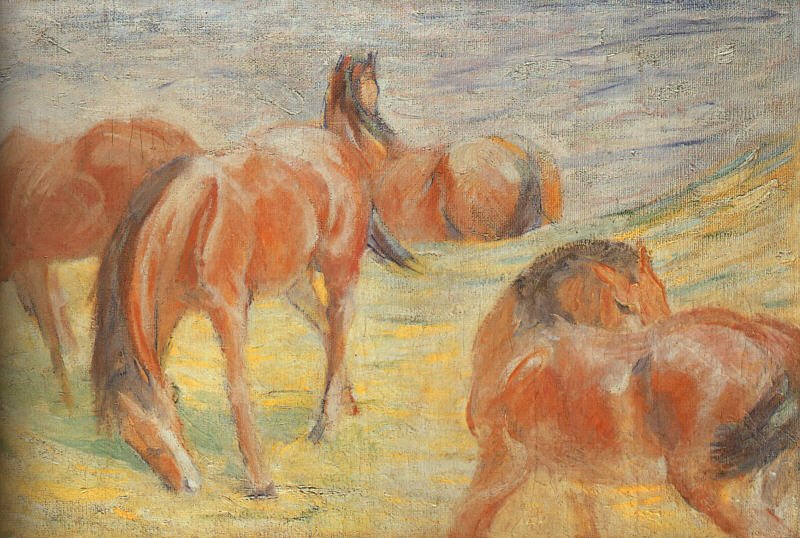 Cavalos pastando de Franz Marc