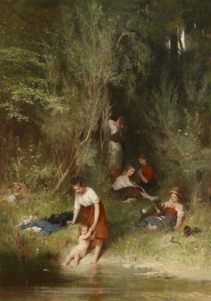 Filhos de Wilhelm Marc na lagoa de Franz Marc
