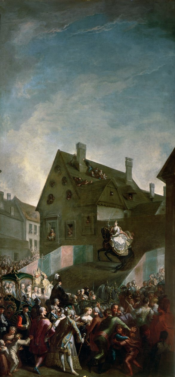 Imperatriz Maria Teresa da Áustria (1717-80) a cavalo em Pressburg, 1768 de Franz Messmer