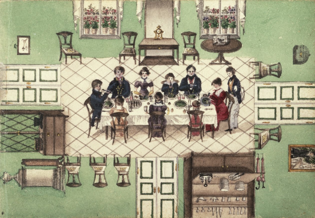 Refeição em família de um diário escrito por Carl Baumann, 1813-25 de Franz Paumgarrten