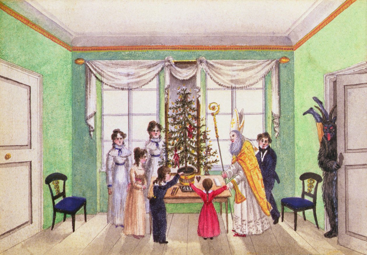 Krampus e São Nicolau da revista de Carl Baumann escrita 1813-25 de Franz Paumgarrten