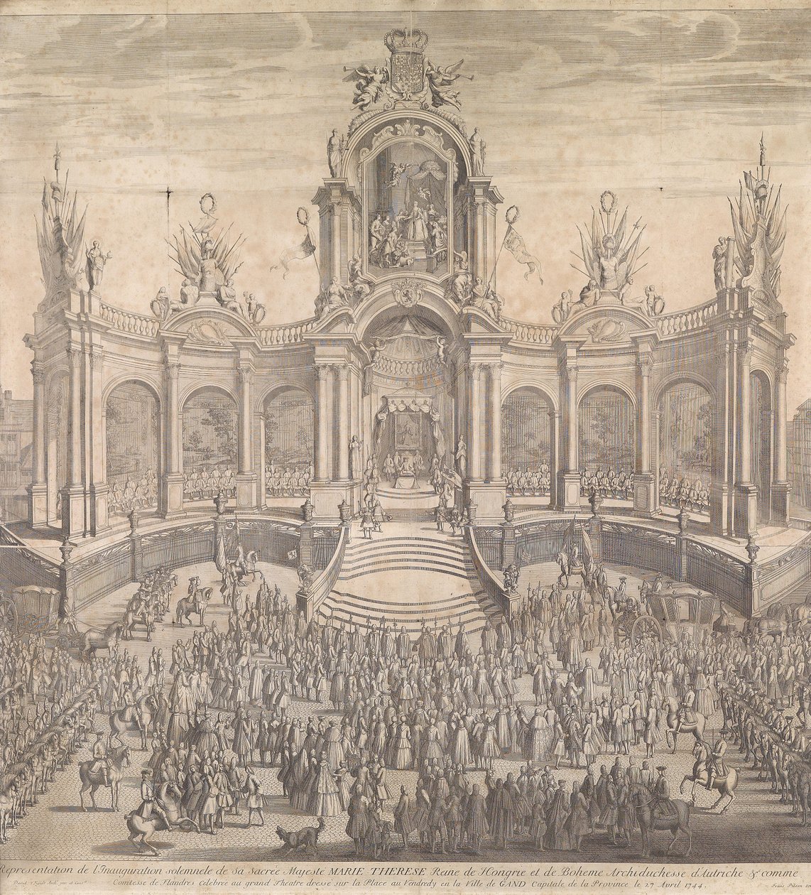 Homenagem da Imperatriz Maria Teresa em 27 de abril de 1744 em Gent. de Franz Pilsen