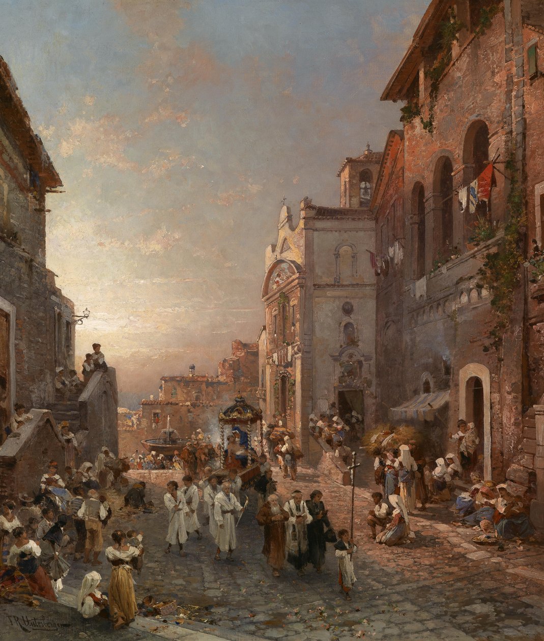 Procissão em alguma cidade da Itália de Franz Richard Unterberger