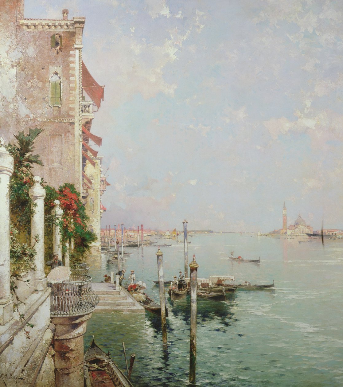 Veneza: Vista do Zattere com San Giorgio Maggiore na distância de Franz Richard Unterberger