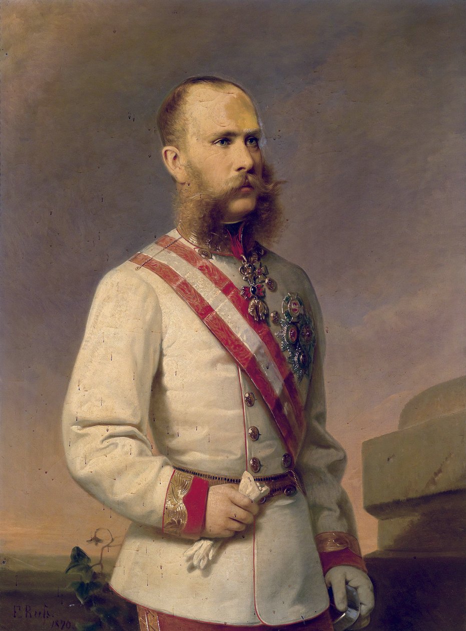 Imperador Franz Joseph I da Áustria em uniforme com decorações de Franz Russ the Younger