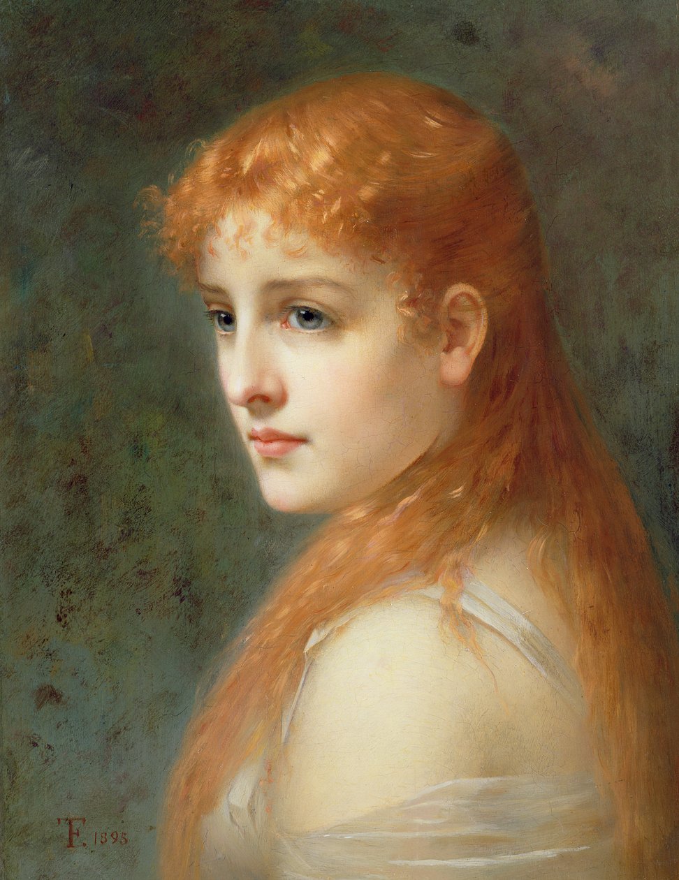 Menina jovem, com, cabelo vermelho, 1895 de Franz Thone