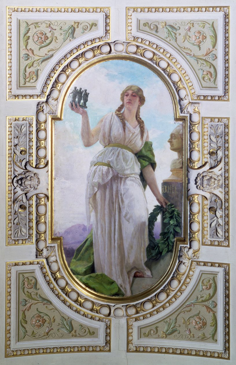 Figura alegórica da numismática, 1890 (pintura de teto) de Franz Xaver Simm