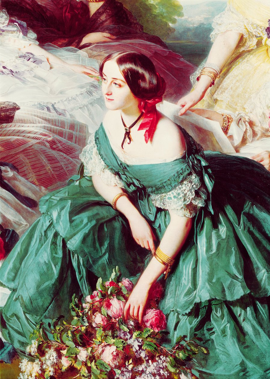 Imperatriz Eugenie e suas damas na espera, detalhe da Marquesa de Montebello, 1855 de Franz Xaver Winterhalter