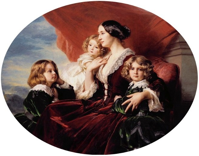 Retrato de Eliza Krasiska com crianças de Franz Xaver Winterhalter