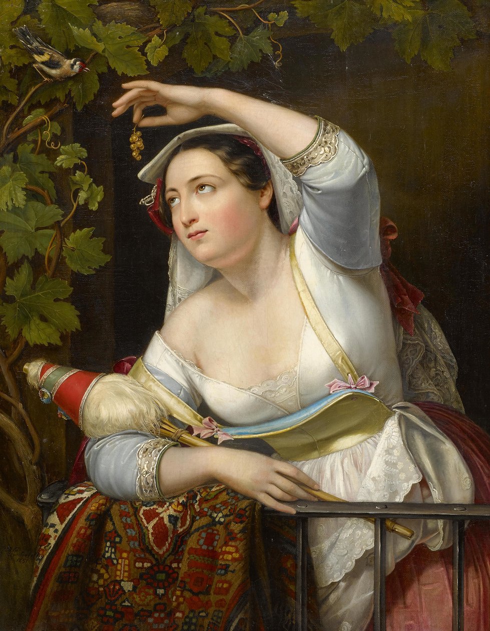 Retrato de uma jovem mulher em uma árvore de videira, 1851 de Franz Xaver Winterhalter