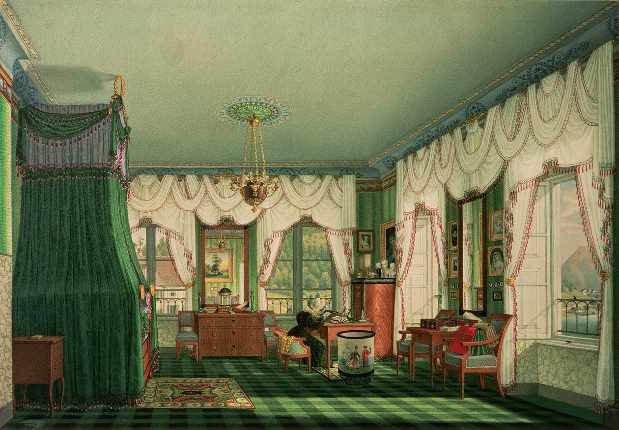 O quarto de Elizabeth da Baviera, Schloss Tegernsee. c.1840 de Franz Xavier Nachtmann