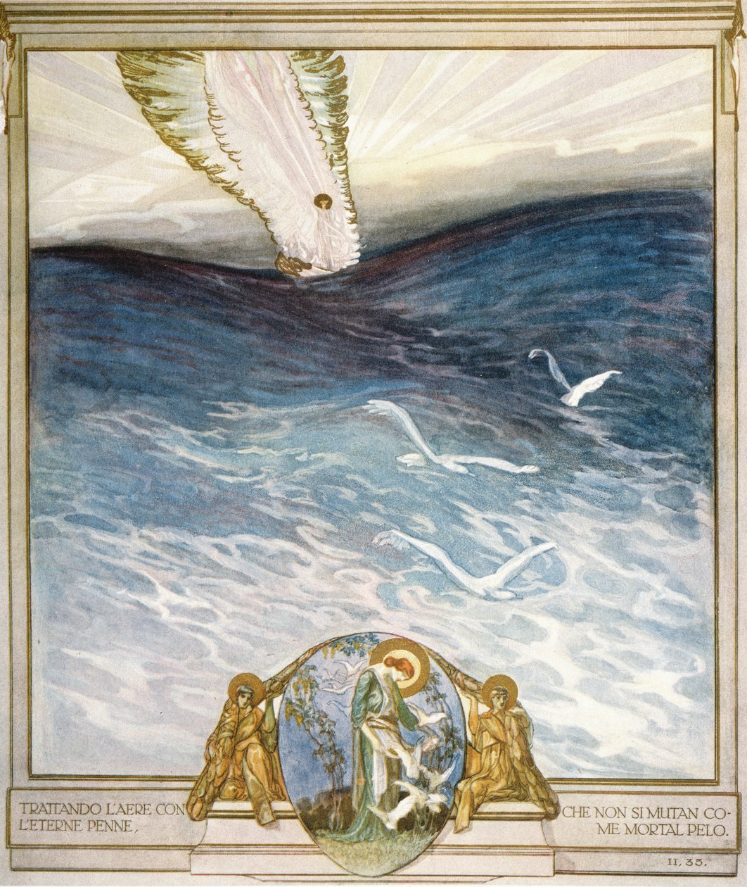 Ilustração para a &39;Divina Comédia&39; de Dante, Purgatório, Canto II: 35, 1921 de Franz von Bayros