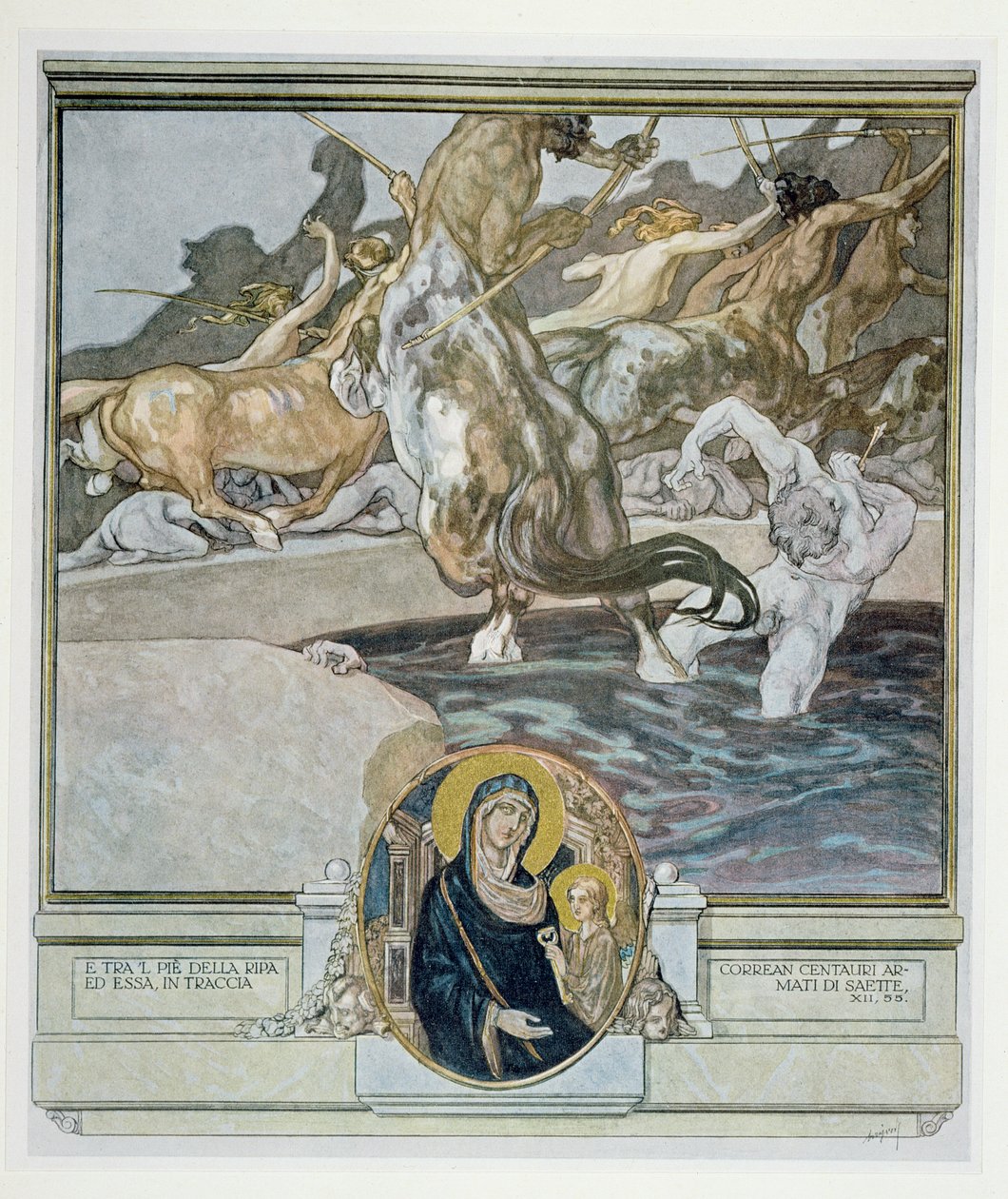 Ilustração da &39;Divina Comédia&39; de Dante, Inferno, Canto XII: 55, 1921 de Franz von Bayros
