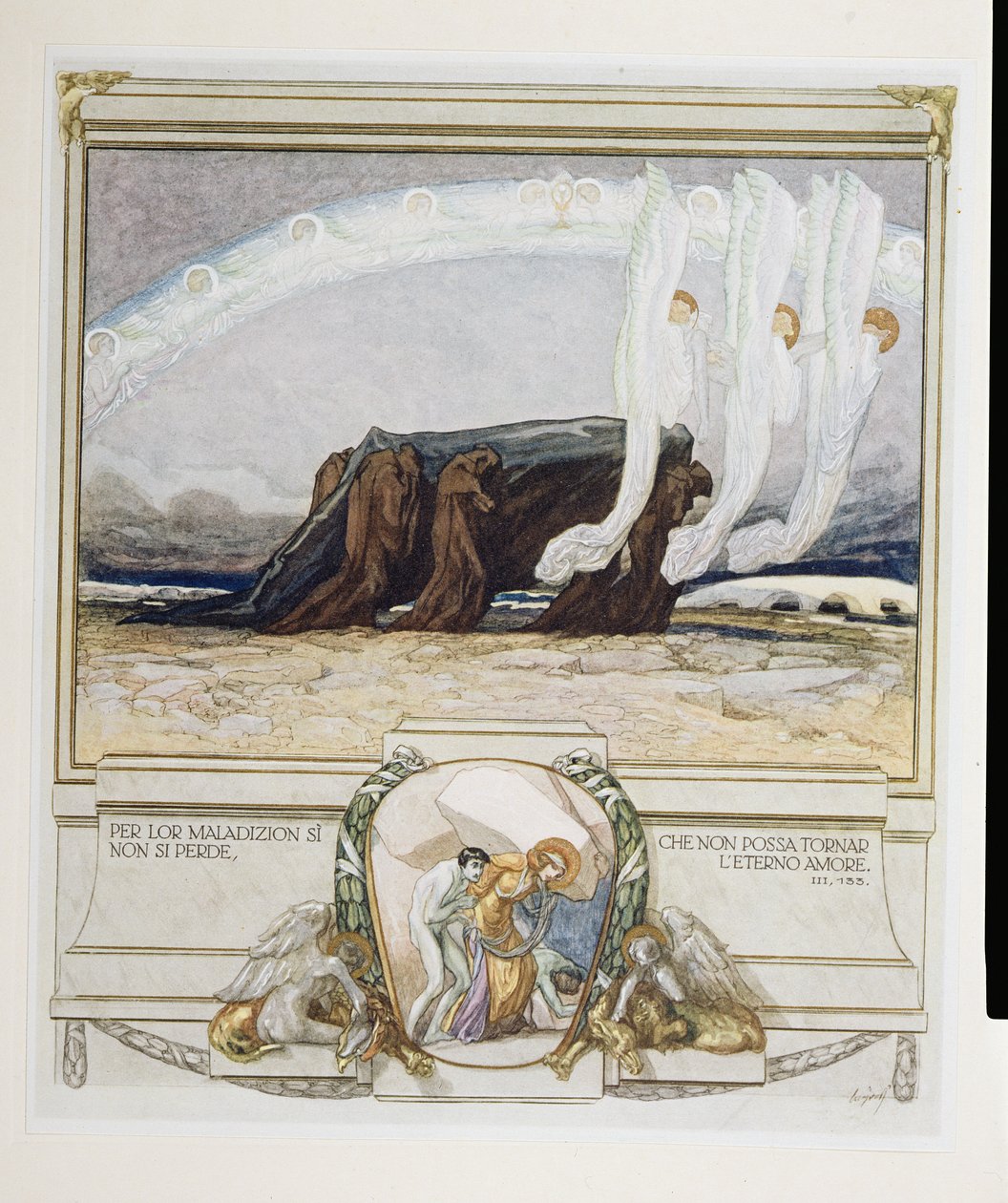 Ilustração da &39;Divina Comédia&39; de Dante, Purgatório, Canto II: 135, 1921 de Franz von Bayros