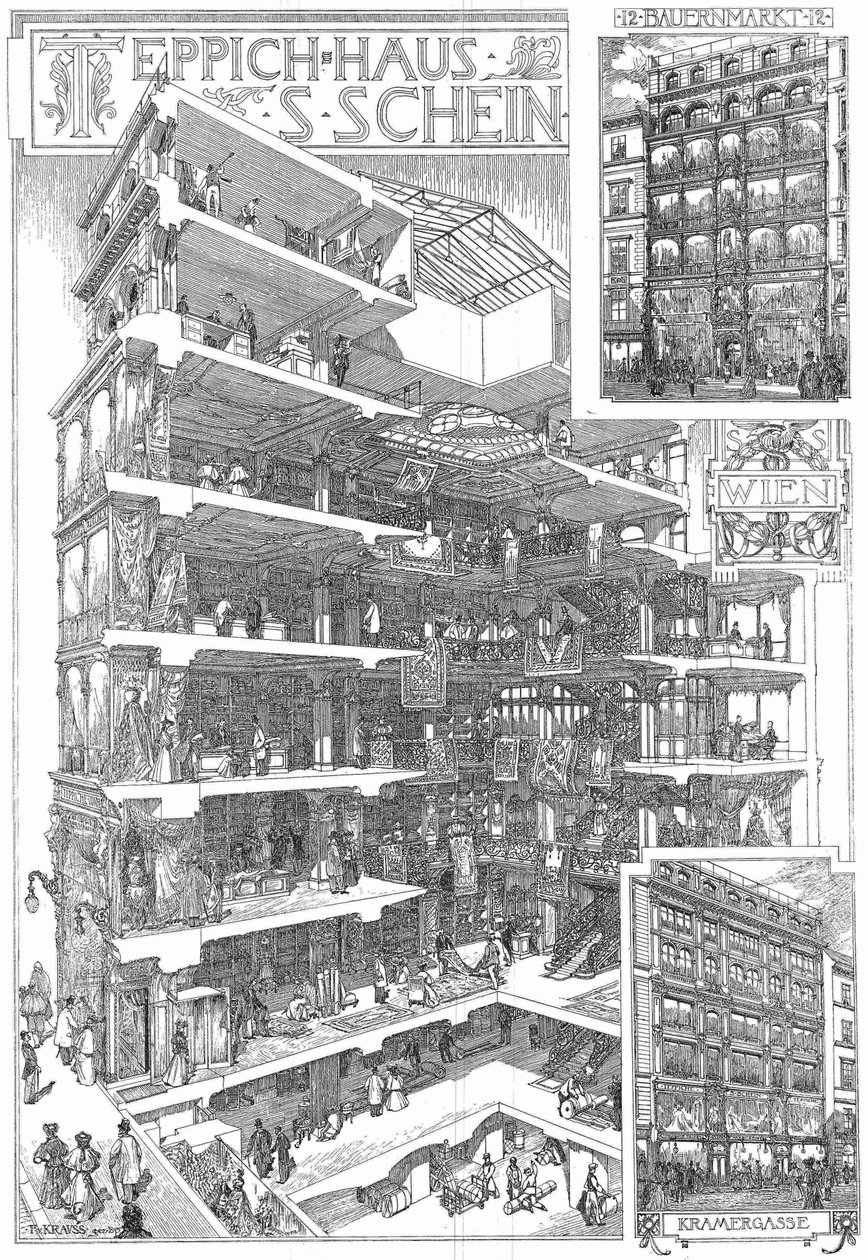 A antiga loja de tapetes de vários andares S. Schein de Franz von Krauss