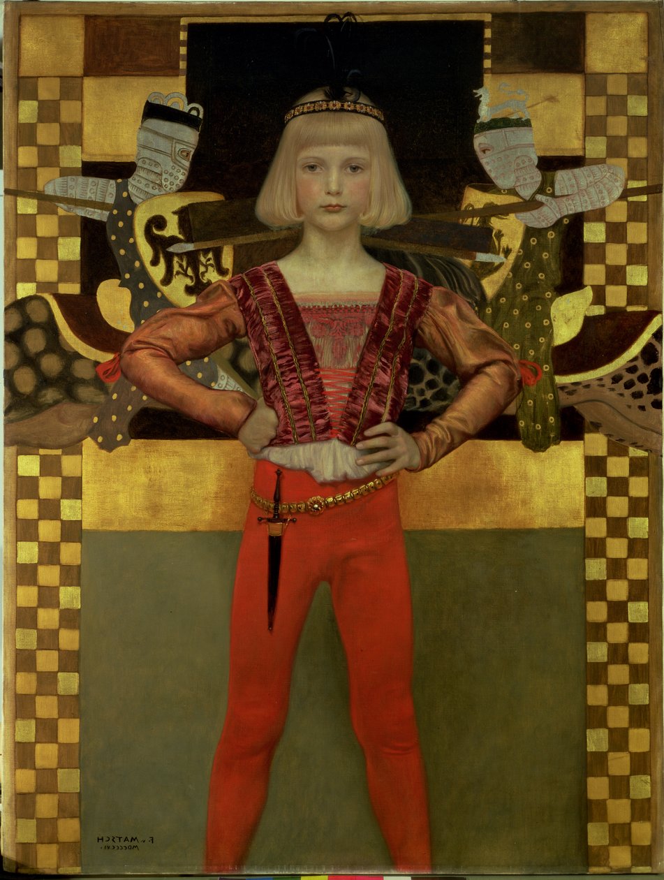 Menino em traje medieval, 1906 de Franz von Matsch
