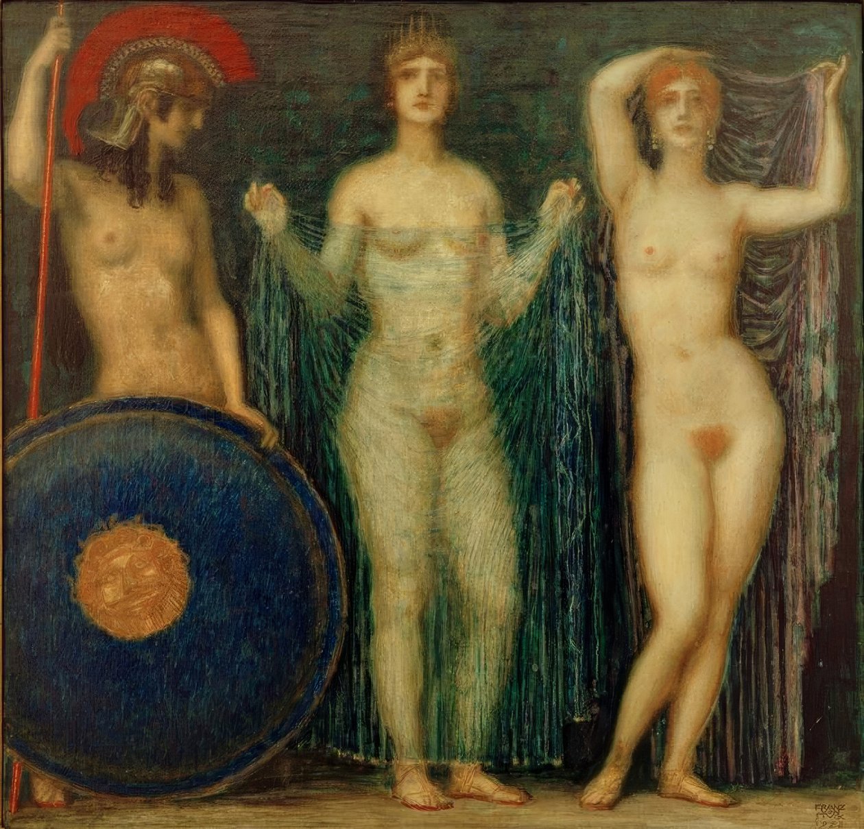 As três deusas Atena, Hera e Afrodite de Franz von Stuck