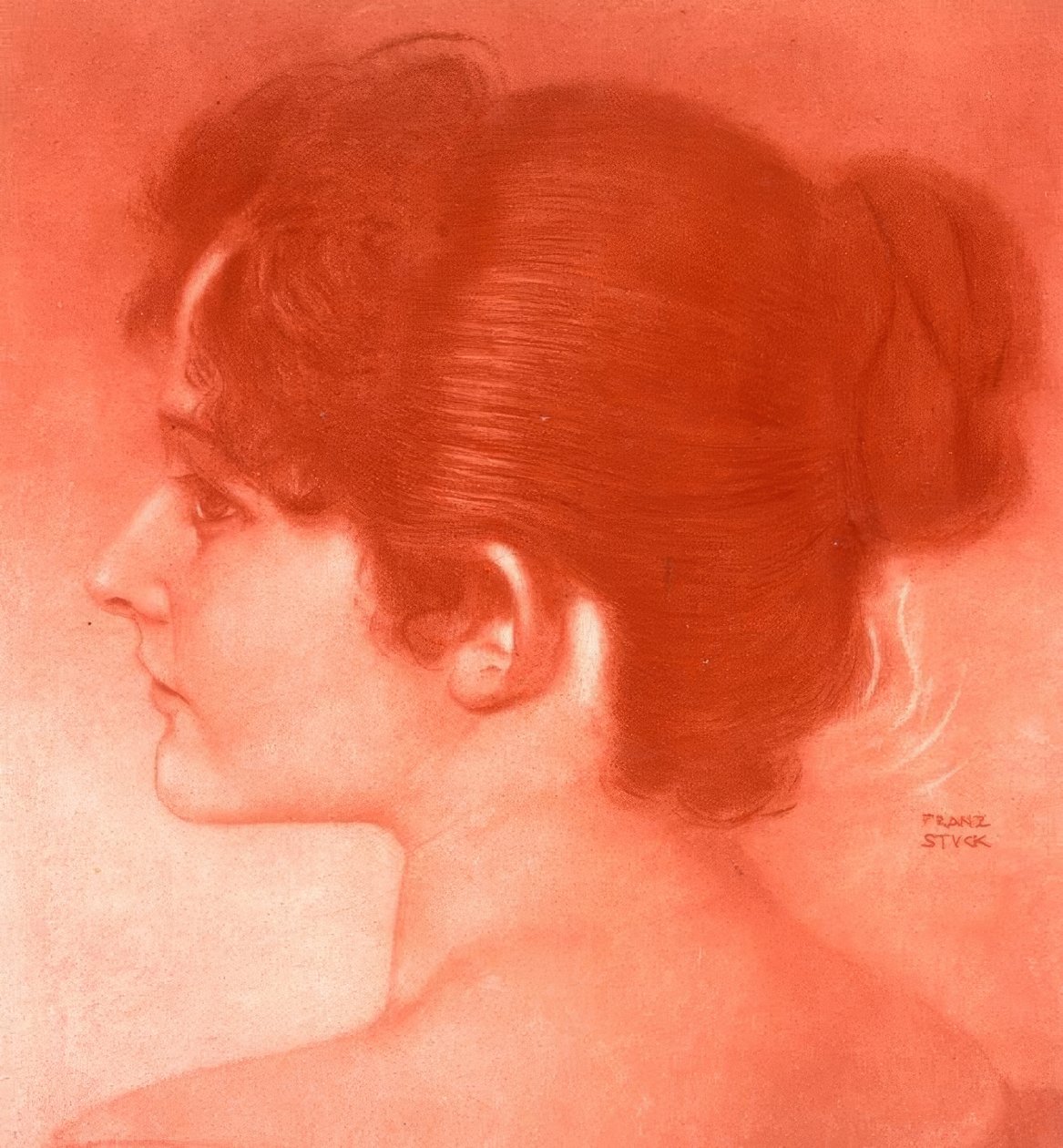 Cabeça de estudo feminino de Franz von Stuck