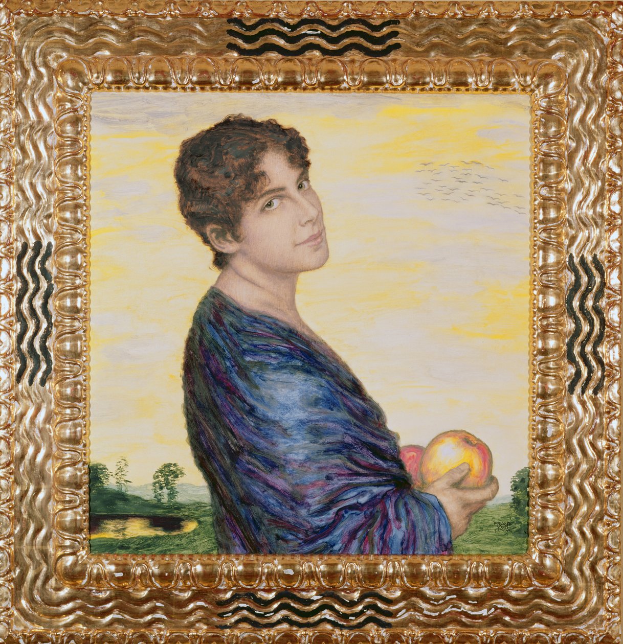 Mulher, segurando, um, maçã, c.1916, (oil) de Franz von Stuck