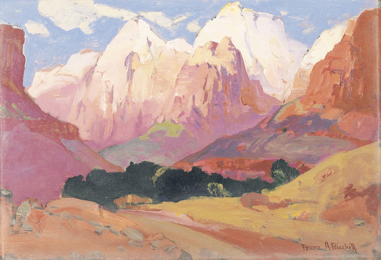 Grand Tetons (óleo a bordo) de Franz A. Bischoff