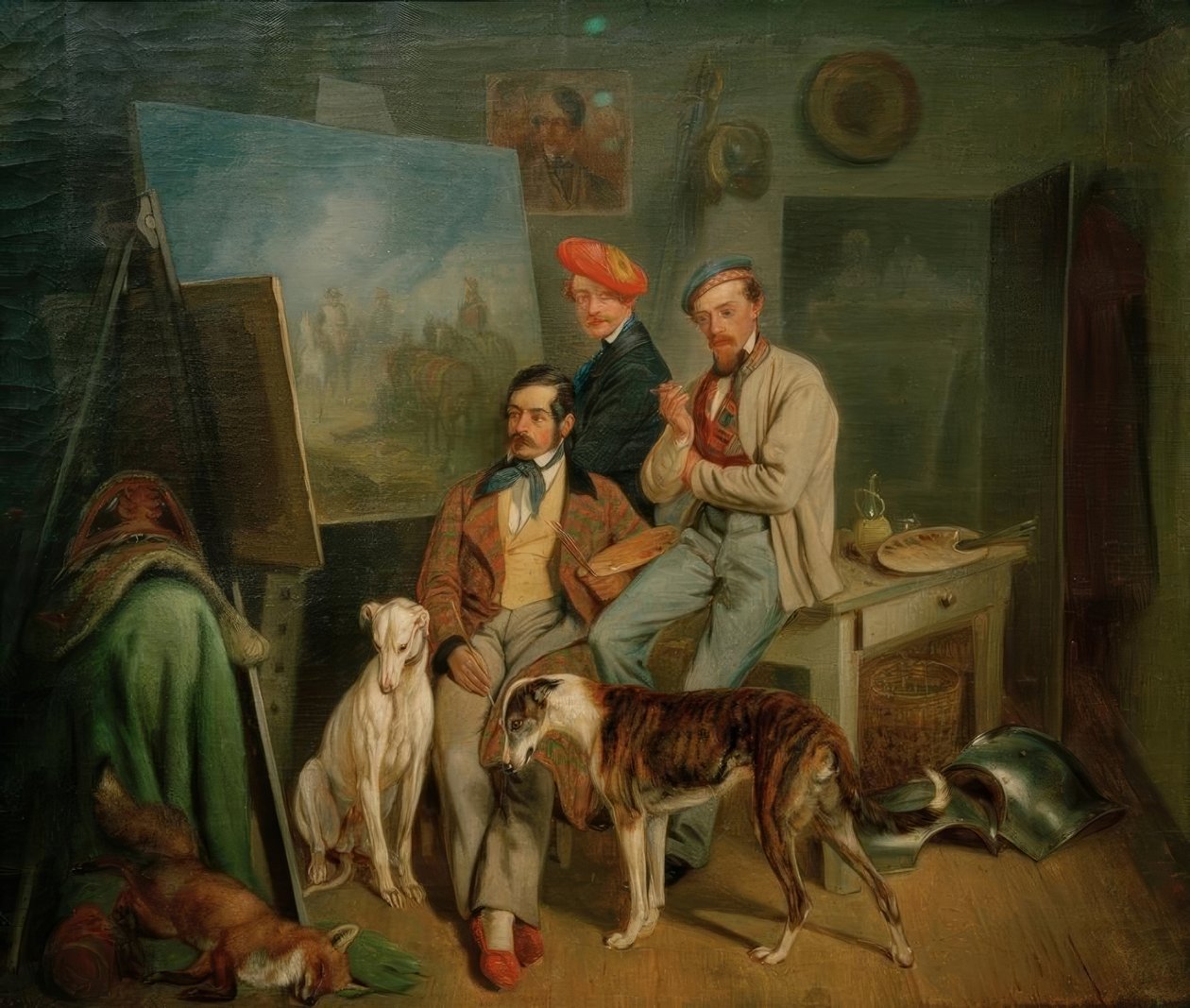 Os irmãos Benno, Franz e Eugen Adam no estúdio de Franz Adam