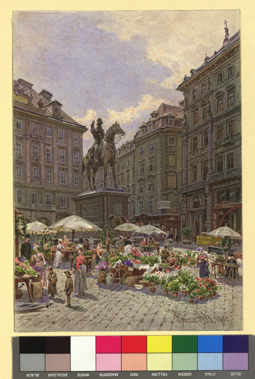 Monumento a Radetzky junto ao Ministério da Guerra, na praça Am Hof de Franz Alt