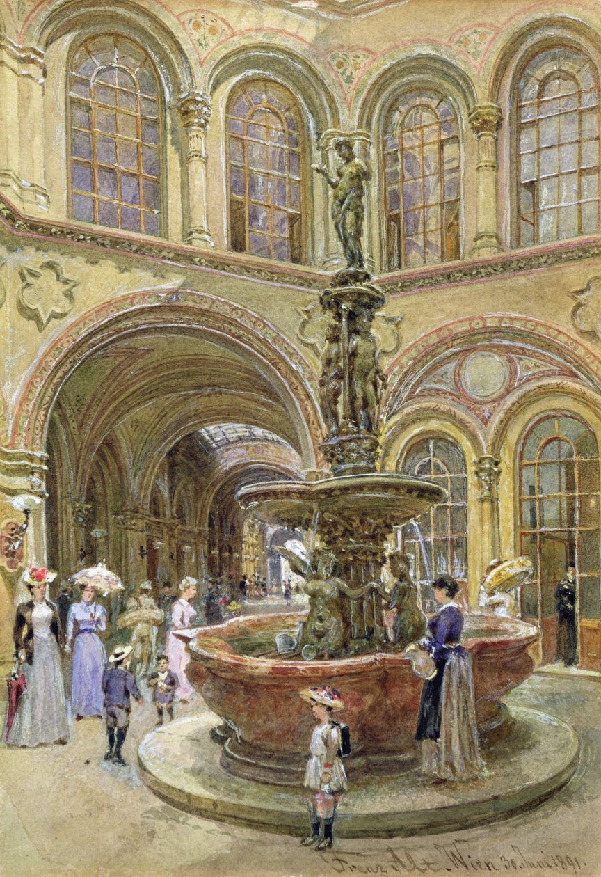 O Banco e o edifício da Bolsa de Valores, Herrengasse, Viena, 1891 de Franz Alt