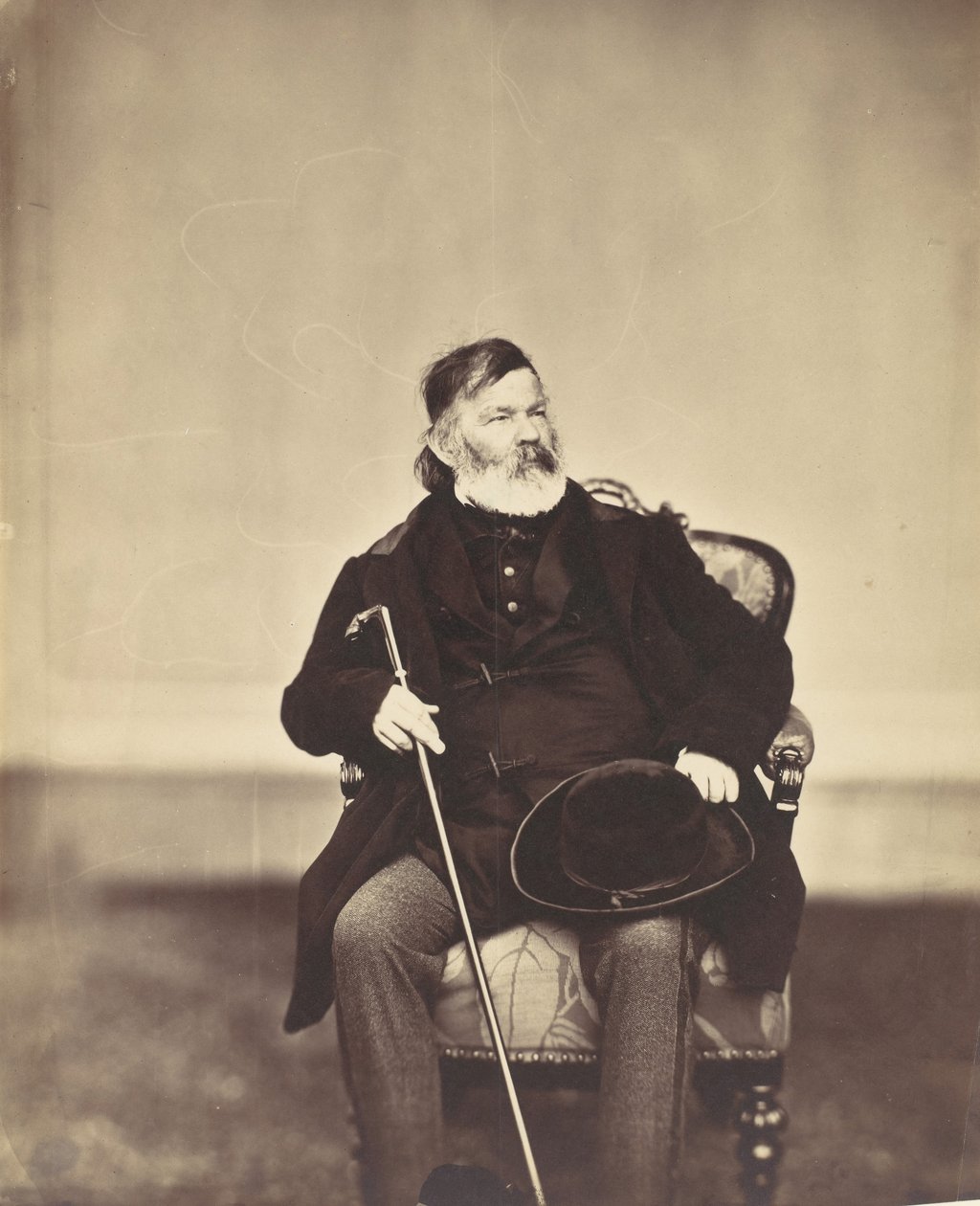 [Homem sentado com bengala e chapéu], 1850-60s. de Franz Antoine