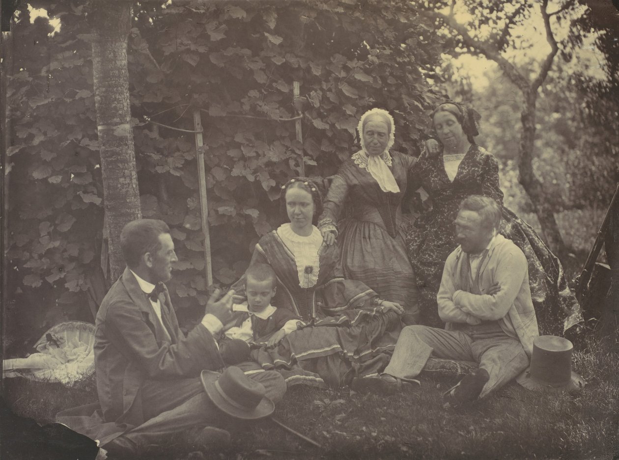 [Três mulheres, dois homens e uma criança em um piquenique], 1850s-60s. de Franz Antoine