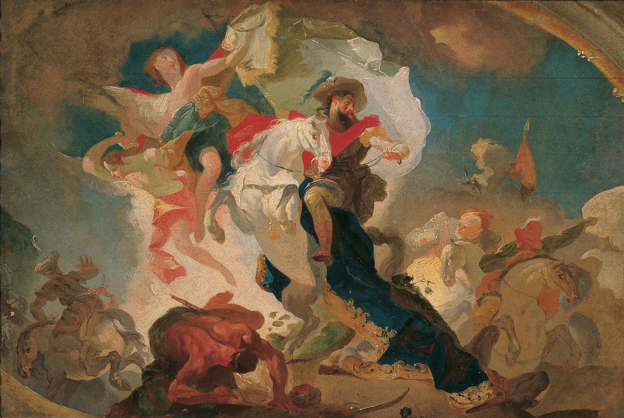 Vitória de Santiago de Compostela sobre os sarracenos na Batalha de Clavigo de Franz Anton Maulbertsch