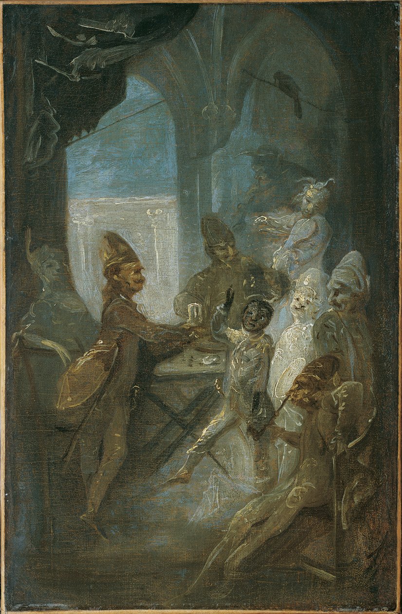 Cena de teatro (crianças brincando de soldados?) de Franz Anton Maulbertsch