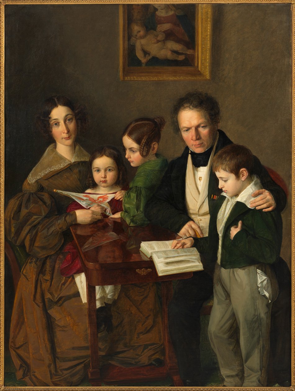 O compositor Johann Baptist Gänsbacher 1778-1844 e sua família, c.1838. de Franz Anton Stecher