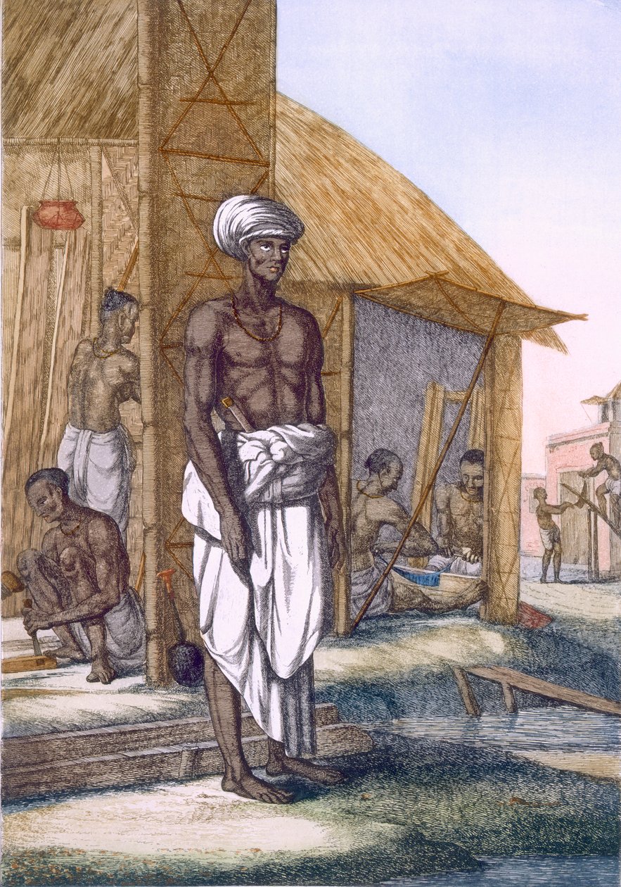 Carpenter, de "The Hindus, ou a descrição de suas maneiras, trajes e cerimônias", c.1808-12 (gravura colorida) de Franz Balthazar Solvyns