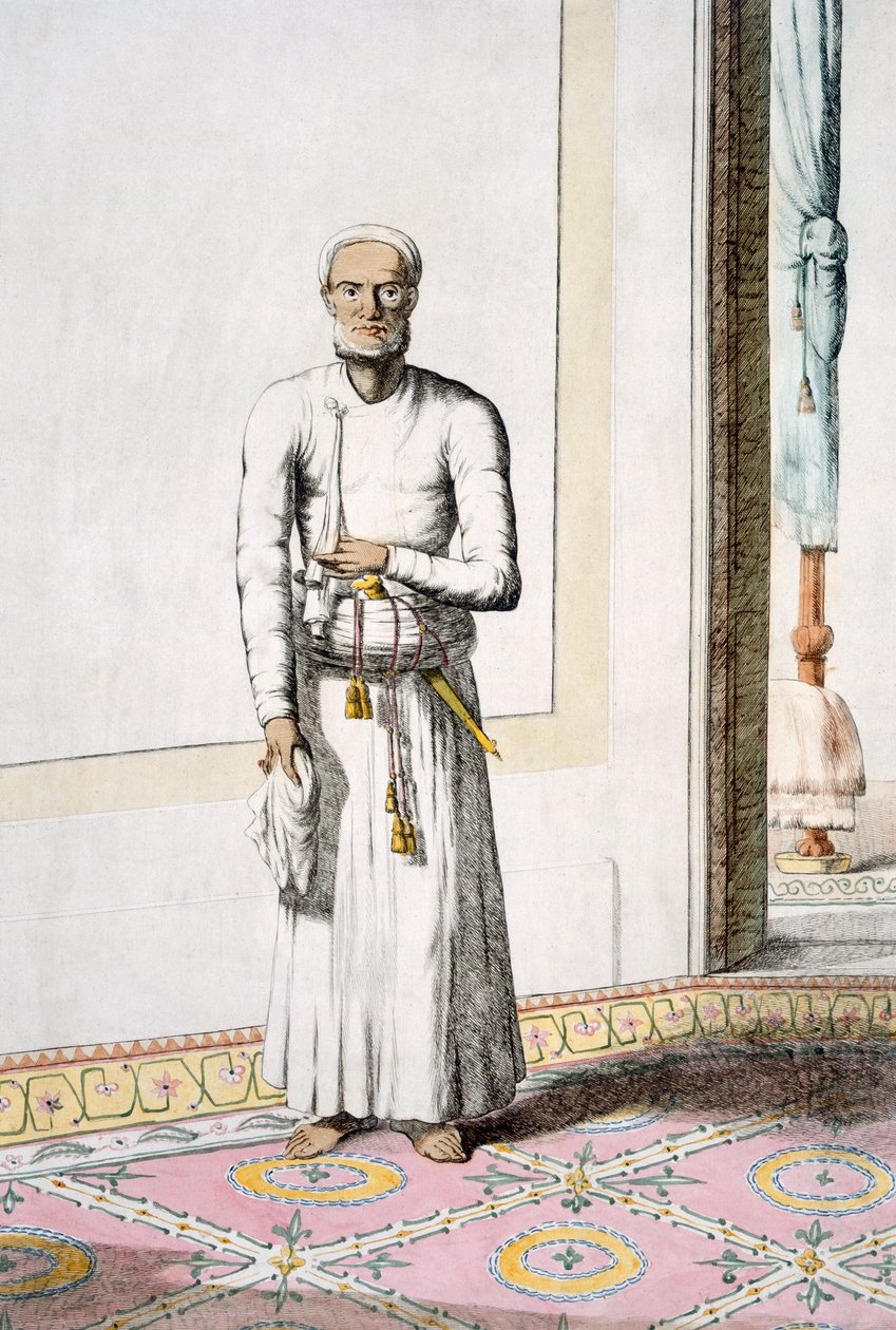 Servo-chefe, de "Os hindus, ou a descrição de suas maneiras, trajes e cerimônias", c.1808-12 (gravura colorida) de Franz Balthazar Solvyns