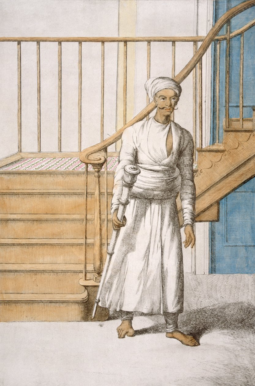 Mace Bearer, de "The Hindus, ou a descrição de suas maneiras, trajes e cerimônias", c.1808-12 (gravura colorida) de Franz Balthazar Solvyns