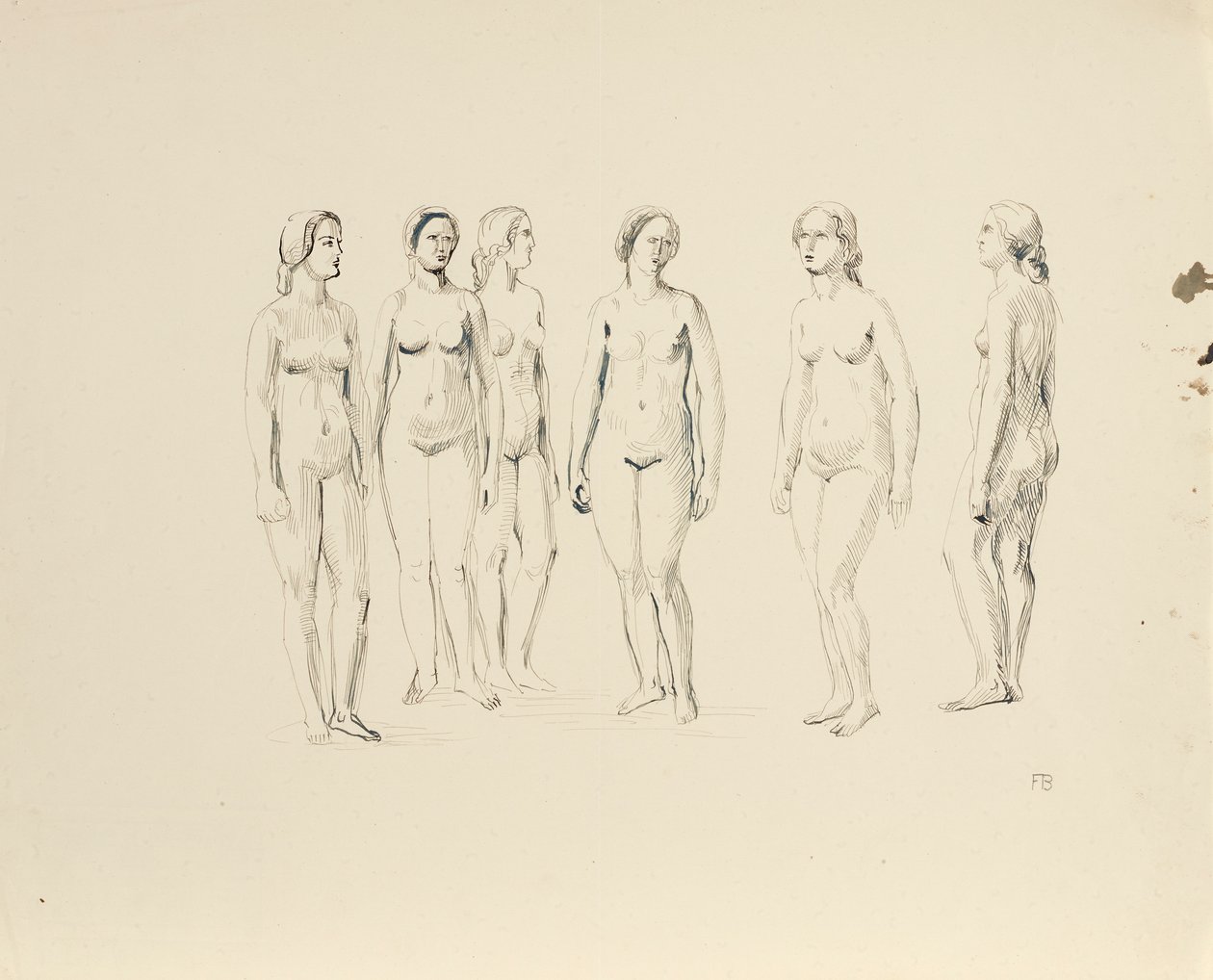 Seis nus femininos de Franz Barwig d. Ä.