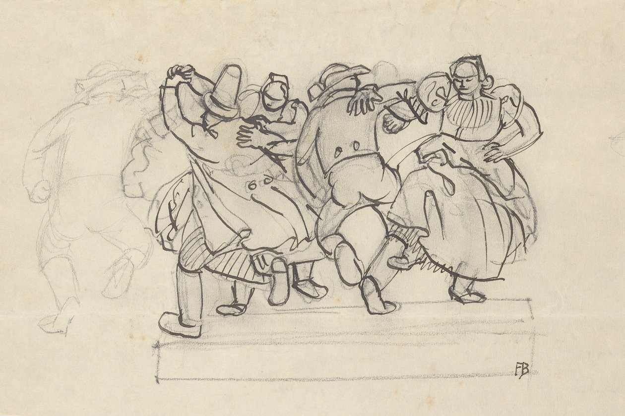 Estude para um alívio com camponeses dançantes de Franz Barwig d. Ä.