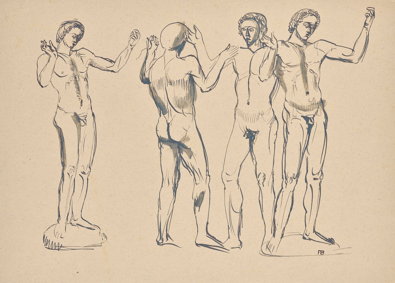 Quatro esboços do altifalante de Franz Barwig d. Ä.