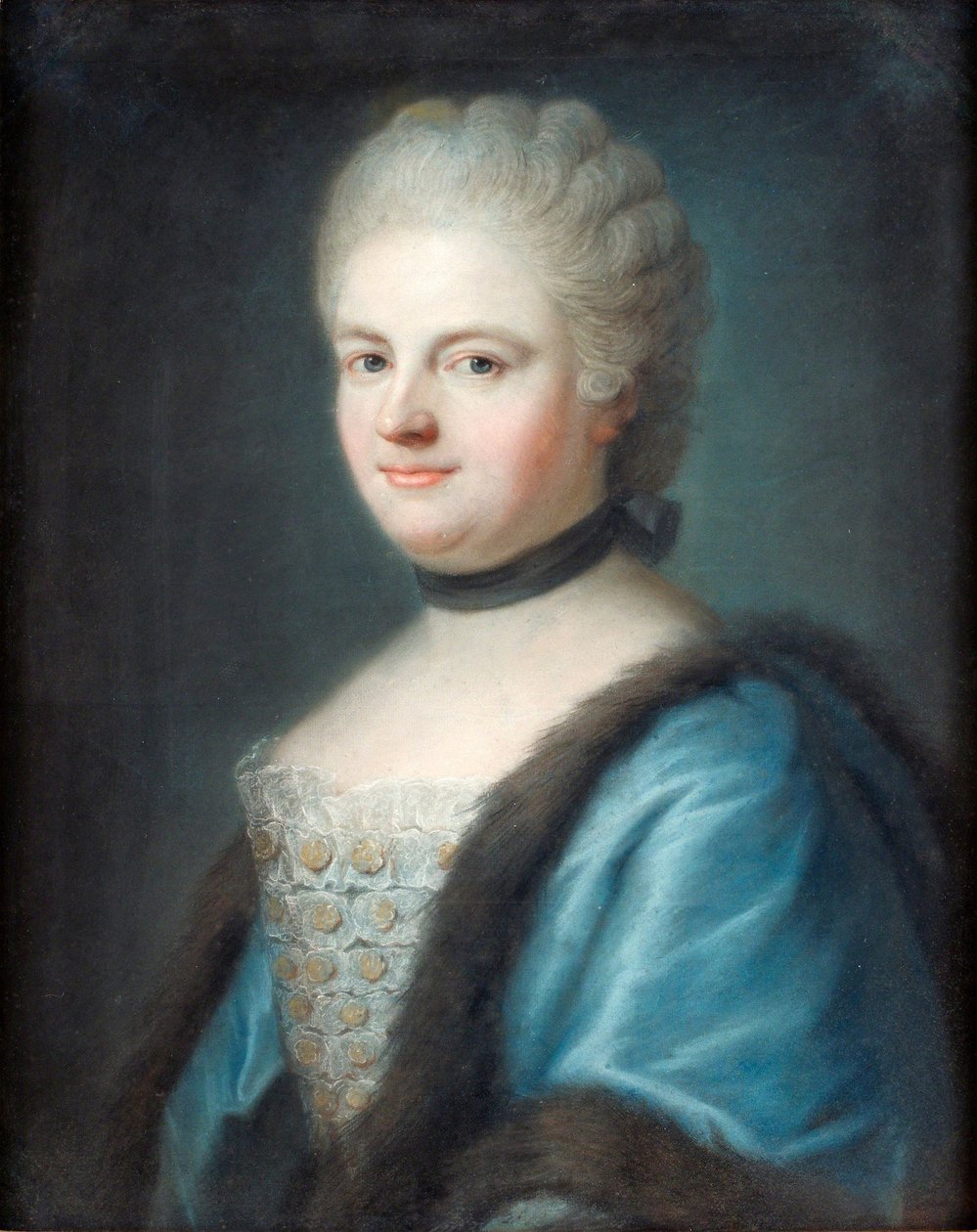Retrato de Marie Leszczynska, Rainha da França (1703-1768), Pastel no quadro Bristol por F.B. Frey - Coleção Particular de Franz Bernhard Frey