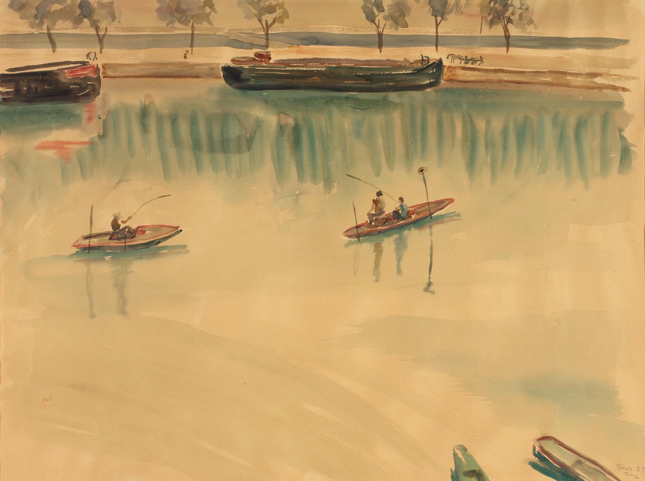 Navios no Sena perto de Paris de Franz Blum